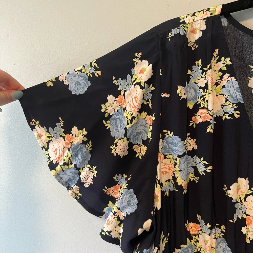 Loft Floral V-Neck Short Sleeve Dress NWT Size 14